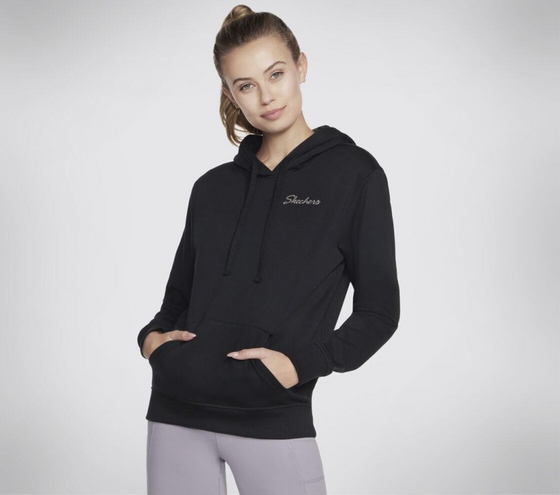 Black Skechers Signature Pullover Women's Hoodie | RJUG-49862