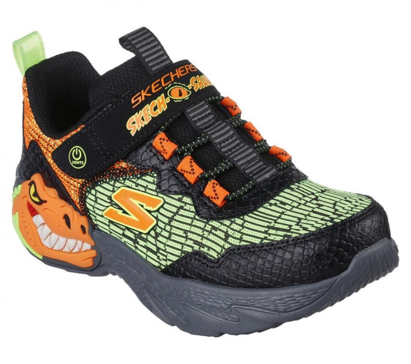 Black Skechers Skech-o-saurus - Dino-lights Boys' Sneakers | KQDJ-07953