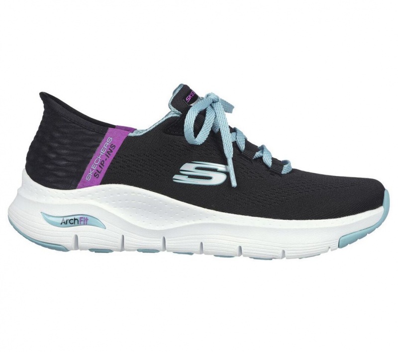 Black Skechers Slip-ins: Arch Fit - Fresh Flare Women's Sneakers | KSZJ-32941