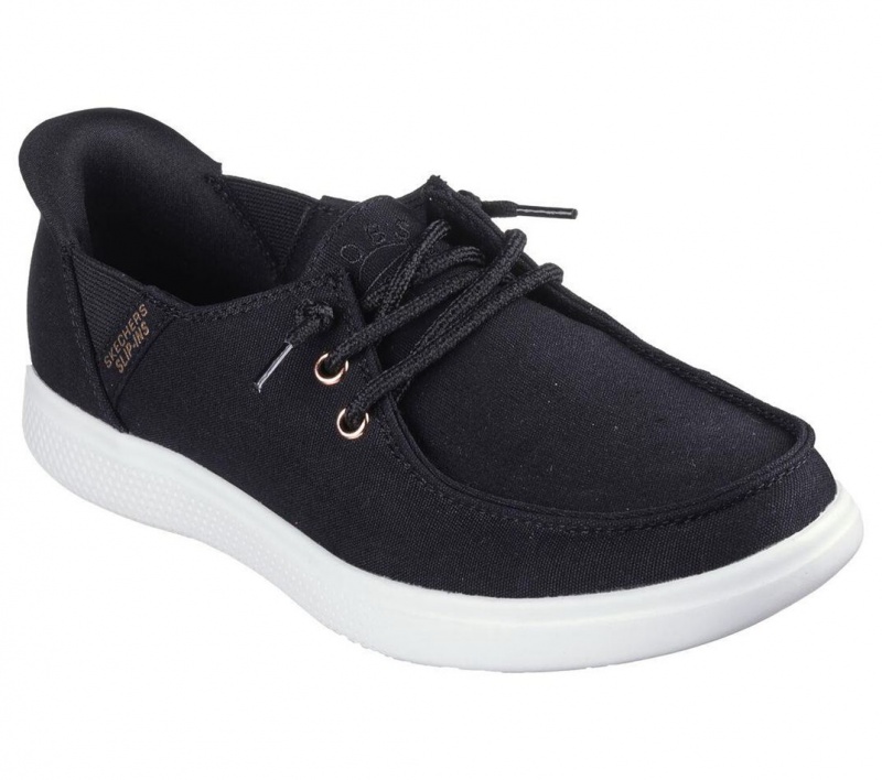 Black Skechers Slip-ins: Bobs Skip Cute - Spot Twist Women's Boat Shoes | DOXU-16295