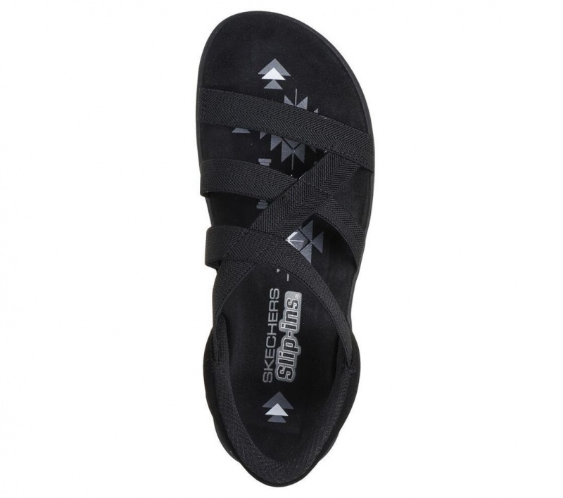 Black Skechers Slip-ins: Reggae Slim - Stretch Flex Women's Sandals | YUWP-15839