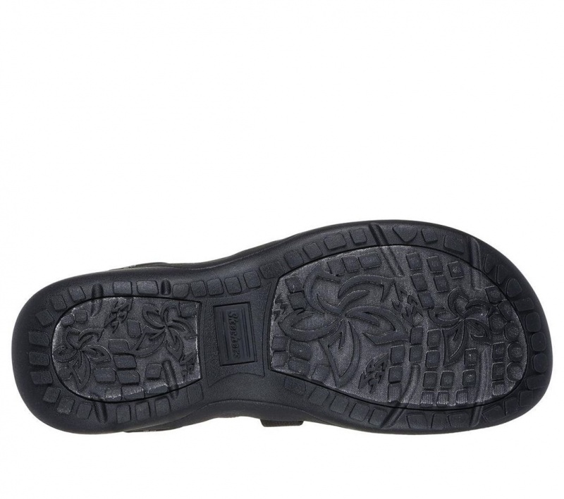 Black Skechers Slip-ins: Reggae Slim - Stretch Flex Women's Sandals | YUWP-15839