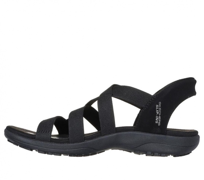 Black Skechers Slip-ins: Reggae Slim - Stretch Flex Women's Sandals | YUWP-15839