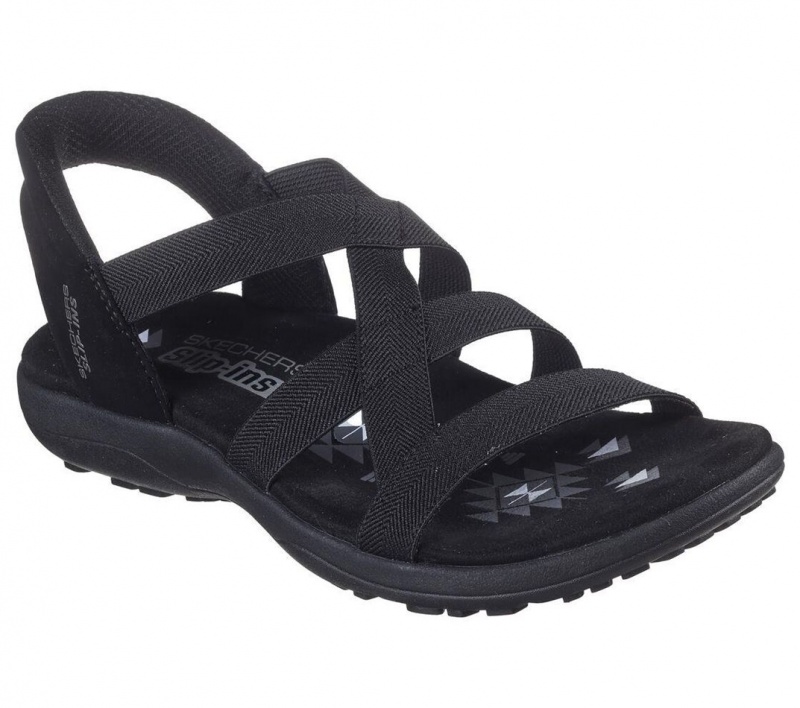 Black Skechers Slip-ins: Reggae Slim - Stretch Flex Women's Sandals | YUWP-15839