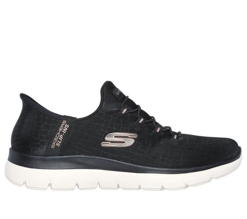 Black Skechers Slip-ins: Summits - Classy Night Women\'s Sneakers | WEAK-71089