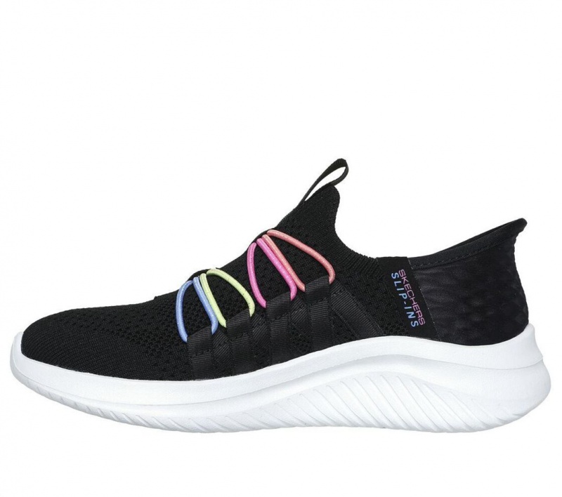 Black Skechers Slip-ins: Ultra Flex 3.0 - Bungee Fun Girls' Sneakers | JEUT-20157