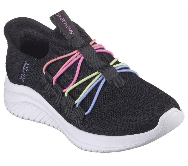 Black Skechers Slip-ins: Ultra Flex 3.0 - Bungee Fun Girls' Sneakers | JEUT-20157