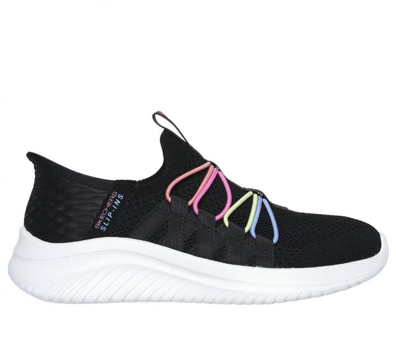 Black Skechers Slip-ins: Ultra Flex 3.0 - Bungee Fun Girls\' Sneakers | JEUT-20157