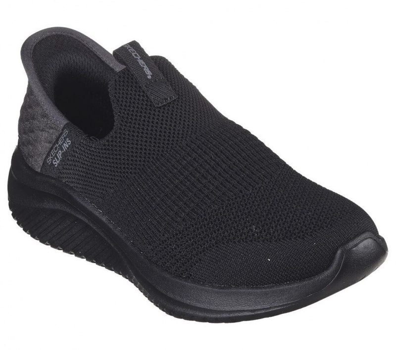 Black Skechers Slip-ins: Ultra Flex 3.0 - Smooth Step Boys' Sneakers | ZODP-46587