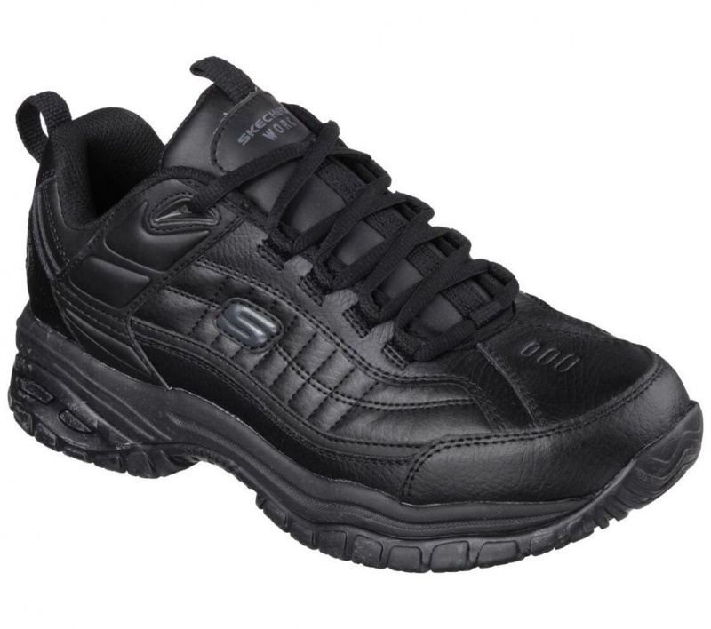 Black Skechers Soft Stride - Galley Men's Work Shoes | FRDV-13054