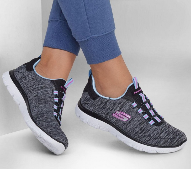 Black Skechers Summits - Fresh Impression Women's Sneakers | VIHQ-51283