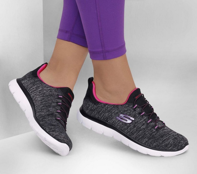 Black Skechers Summits - Quick Getaway Women's Sneakers | QZCE-24508