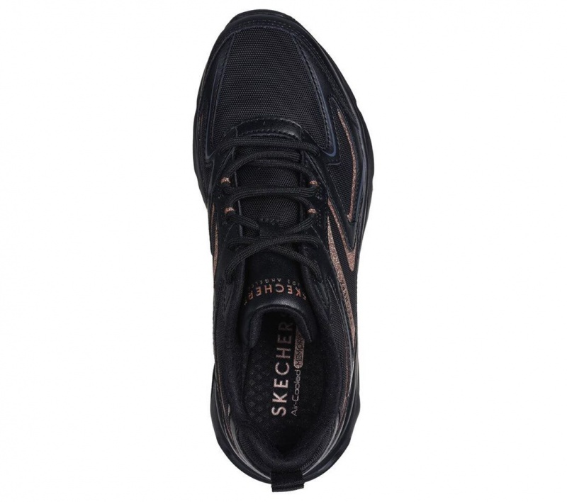 Black Skechers Tres-air - Shimm-airy Women's Sneakers | FAJL-42581