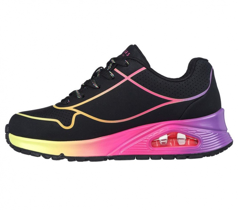 Black Skechers Uno Gen1 - Pop Of Neon Girls' Sneakers | VYOU-83651