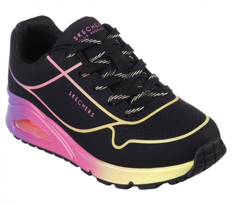 Black Skechers Uno Gen1 - Pop Of Neon Girls' Sneakers | VYOU-83651