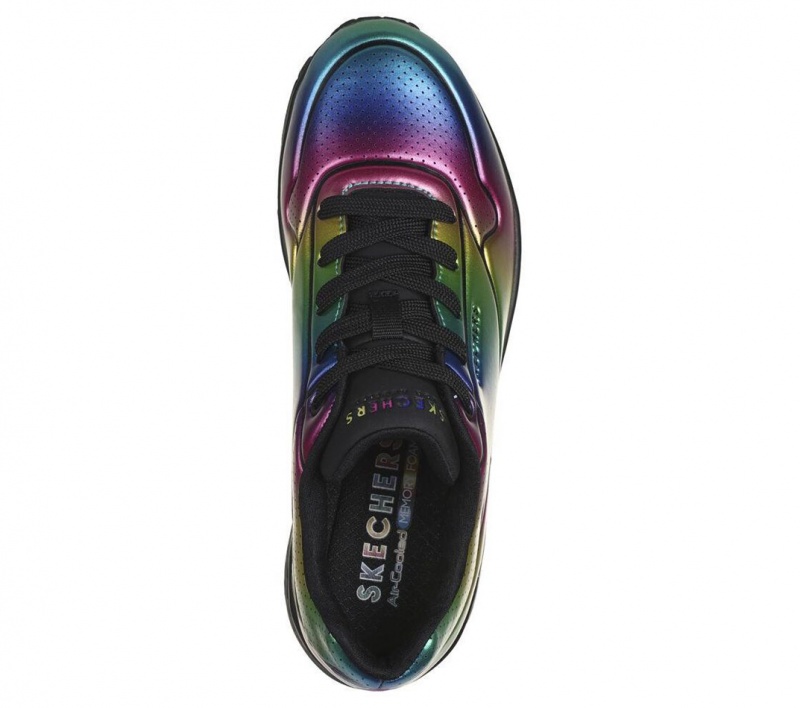 Black Skechers Uno - Cosmic Rainbow Women's Sneakers | JUBD-43506