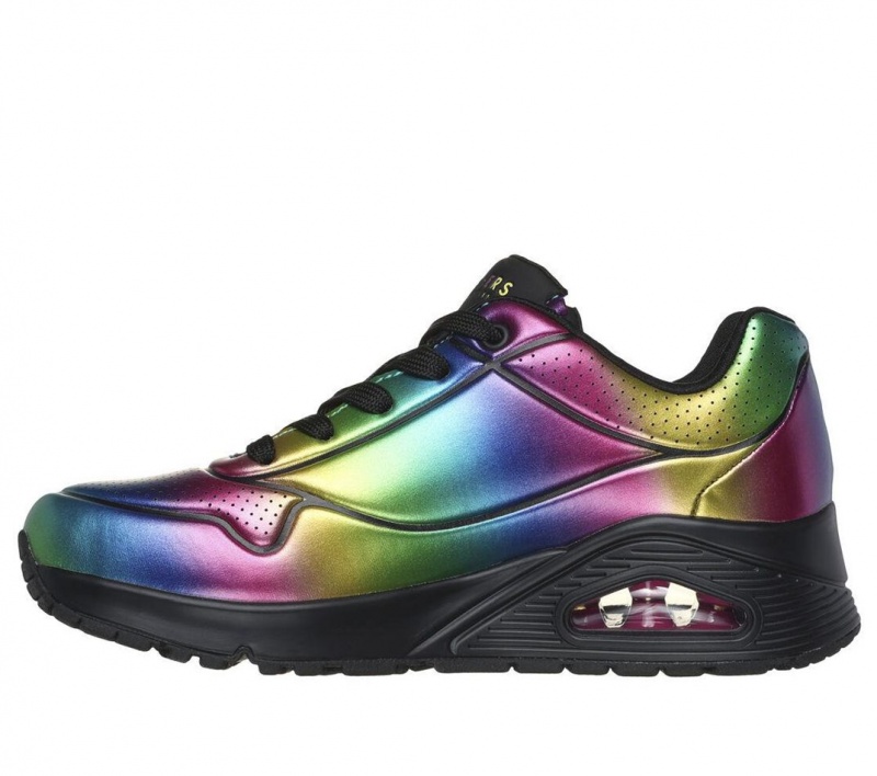 Black Skechers Uno - Cosmic Rainbow Women's Sneakers | JUBD-43506