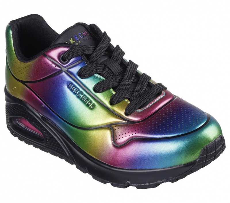 Black Skechers Uno - Cosmic Rainbow Women's Sneakers | JUBD-43506