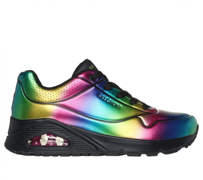 Black Skechers Uno - Cosmic Rainbow Women\'s Sneakers | JUBD-43506