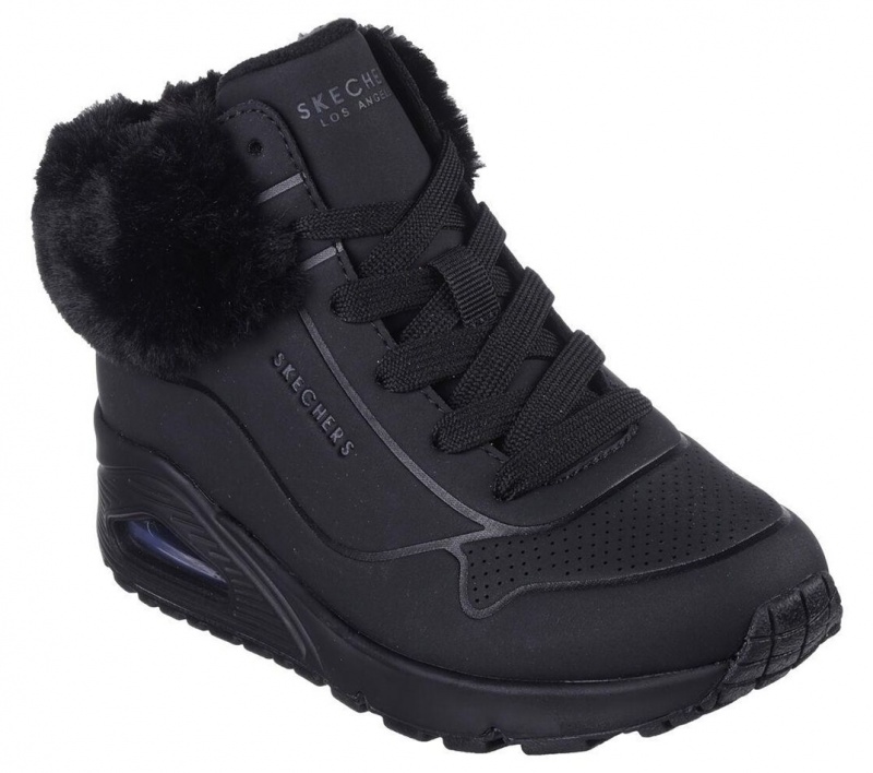 Black Skechers Uno - Fall Air Girls' Boots | ZJST-72589