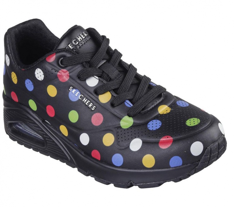 Black Skechers Uno - Spotted Air Women's Sneakers | KRZH-68370