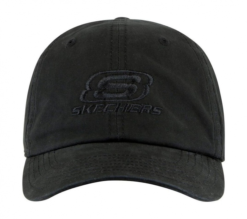 Black Skechers Washed Dad Men's Hats | NYLP-72801