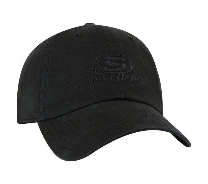 Black Skechers Washed Dad Men's Hats | NYLP-72801