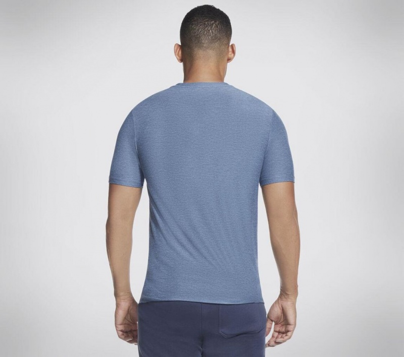 Blue Skechers Go Dri All Day Men's T-Shirt | NQRX-81263