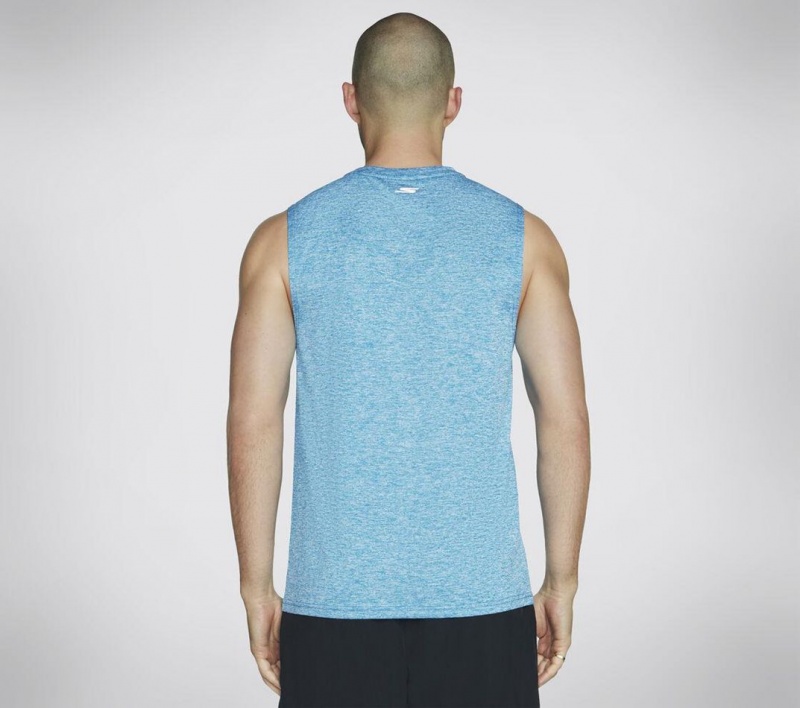 Blue Skechers Go Dri Charge Muscle Men's Tank Top | STAN-40781