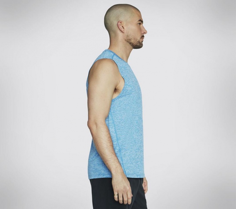 Blue Skechers Go Dri Charge Muscle Men's Tank Top | STAN-40781