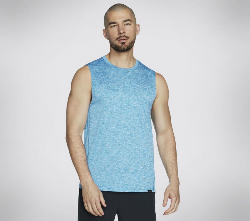 Blue Skechers Go Dri Charge Muscle Men\'s Tank Top | STAN-40781