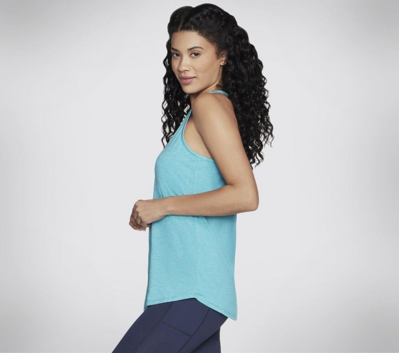 Blue Skechers Go Dri Swift Women's Tank Top | TSOU-80567