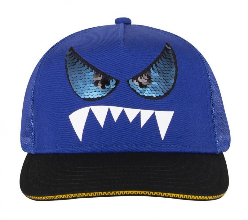 Blue Skechers Monster Eyes Trucker Men's Hats | ONTJ-59874