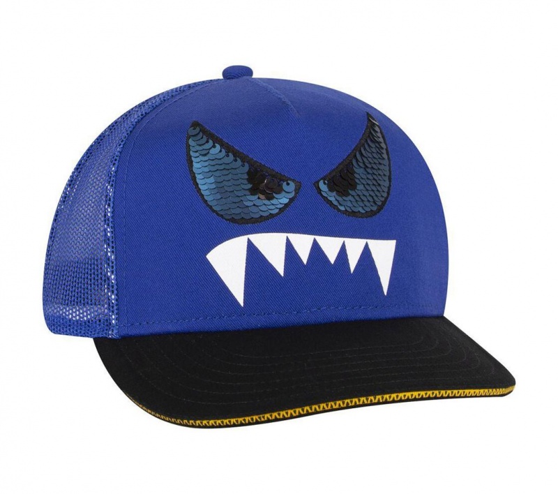 Blue Skechers Monster Eyes Trucker Men's Hats | ONTJ-59874