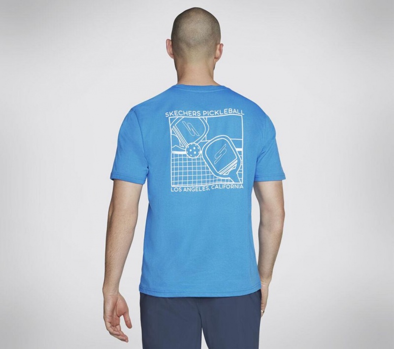 Blue Skechers Pickleball Men's T-Shirt | DRZX-70964