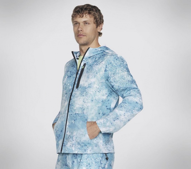 Blue Skechers Razor Printed Full Zip Men's Jackets | FNJP-15938