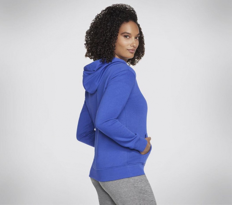 Blue Skechers Signature Pullover Women's Hoodie | TKBG-14675