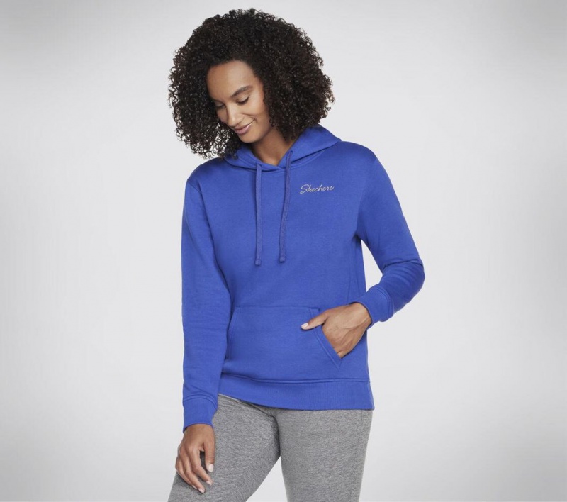 Blue Skechers Signature Pullover Women\'s Hoodie | TKBG-14675