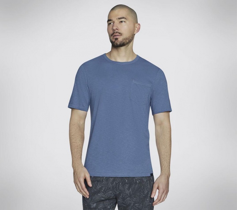 Blue Skechers Skech-breeze Slub Pocket Men's T-Shirt | ORVL-24631