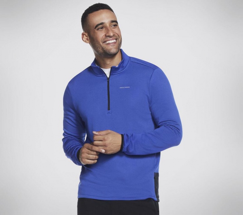 Blue Skechers Skech-knits Ultra Go Thermal 1/4 Zip Men's Top | RDGE-90627