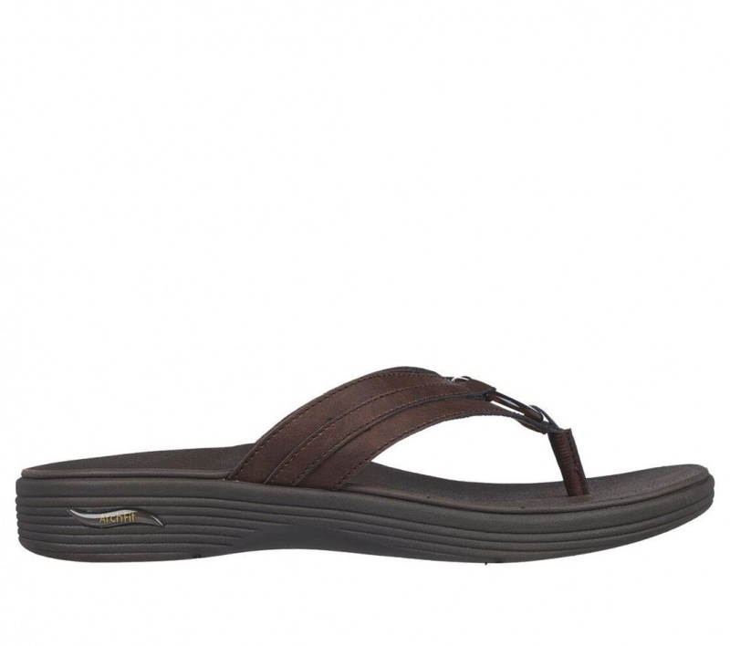 Brown Skechers Arch Fit Maui - Summer Fun Women\'s Sandals | ZNRQ-03164