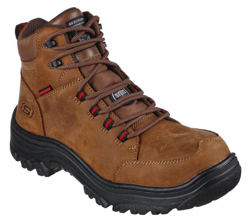 Brown Skechers Burgin - Benafick St Men's Work Shoes | VCYT-70941