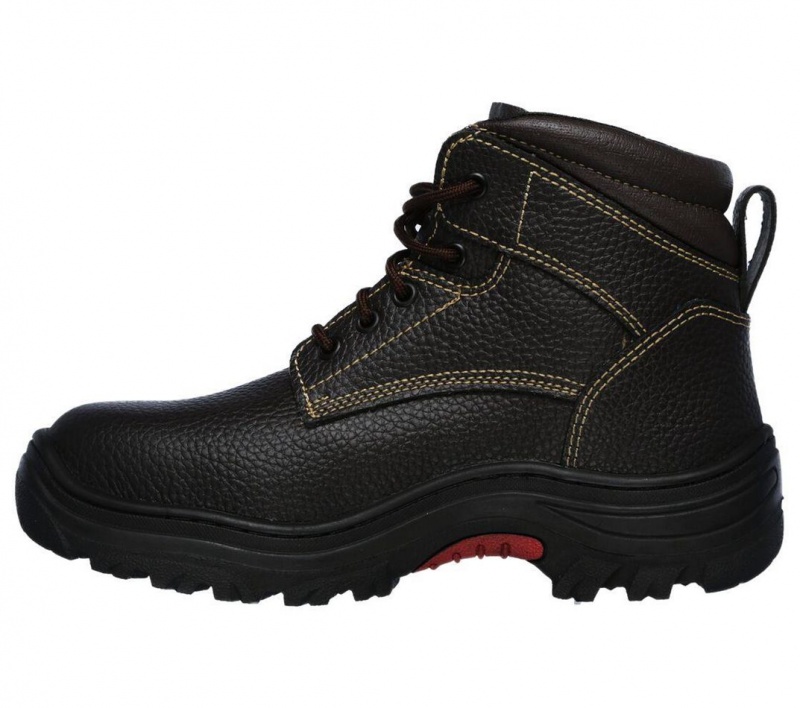 Brown Skechers Burgin - Tarlac St Men's Work Shoes | FYCZ-14735