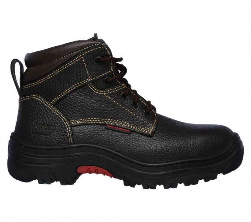 Brown Skechers Burgin - Tarlac St Men's Work Shoes | FYCZ-14735