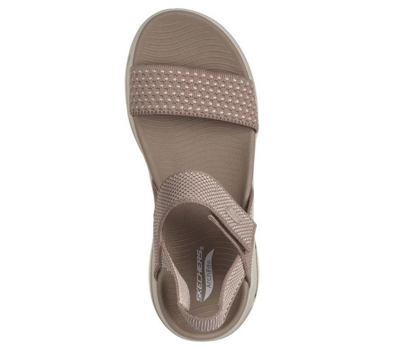 Brown Skechers Go Walk Arch Fit - Polished Women's Sandals | HVPJ-90286