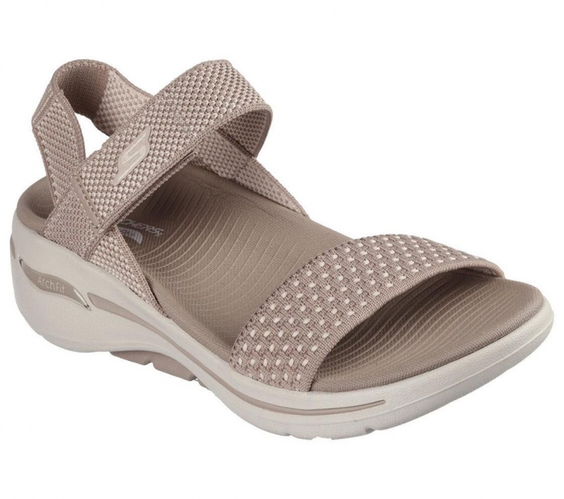 Brown Skechers Go Walk Arch Fit - Polished Women's Sandals | HVPJ-90286