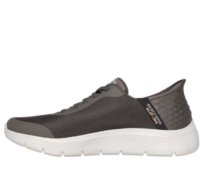 Brown Skechers Go Walk Flex - Hands Up Men's Slip On | LXQV-69520