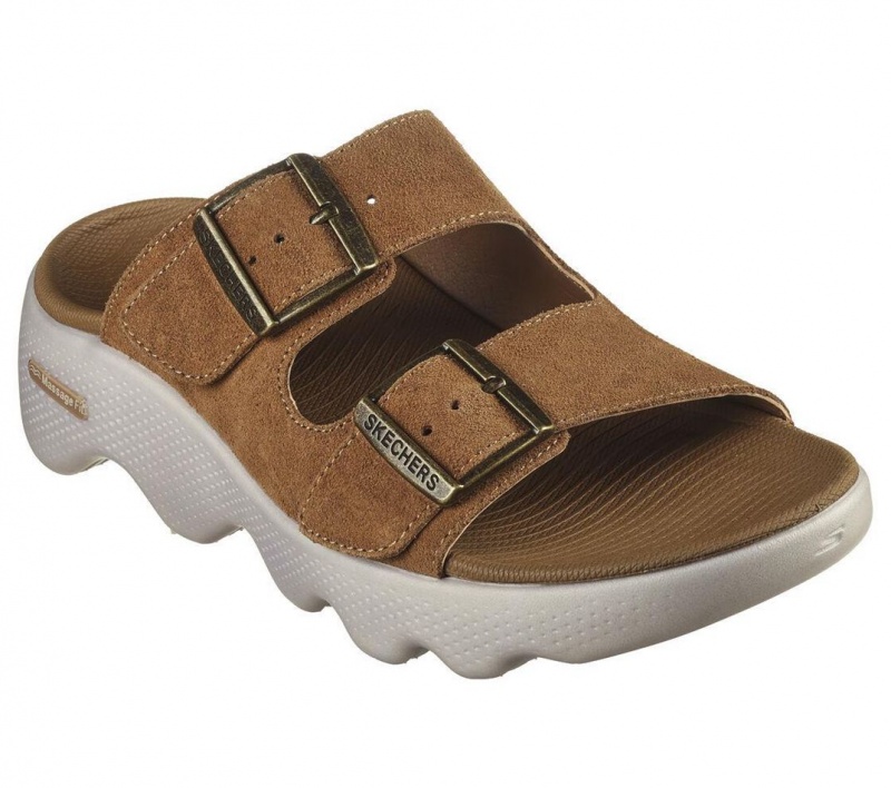 Brown Skechers Go Walk Massage Fit - Immerse Women's Sandals | GTQS-73521