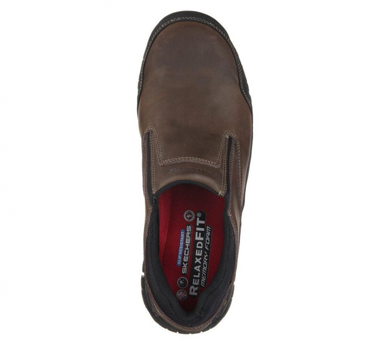 Brown Skechers Relaxed Fit: Hartan St Men's Work Shoes | XFRU-21976