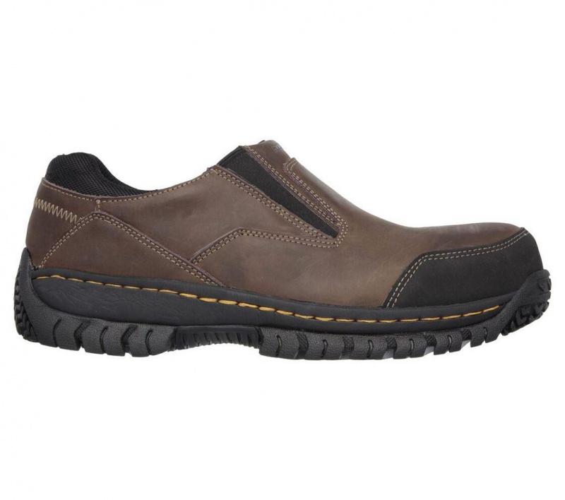 Brown Skechers Relaxed Fit: Hartan St Men's Work Shoes | XFRU-21976